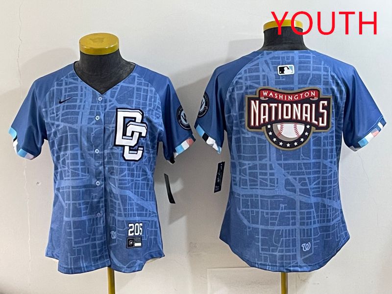 Youth Washington Nationals Blank Blue Joint Name 2025 Nike MLB Jersey style 5